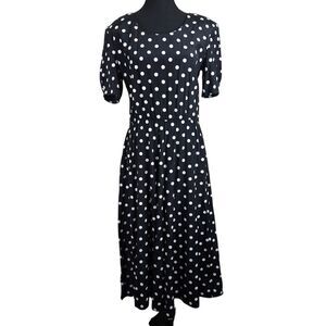 Vintage My Michelle Womens Polka Dot Dress Size 10 Midi Retro 80s Classic‎ Artsy
